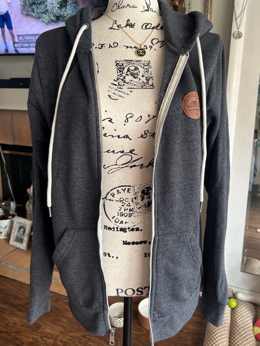 Unbranded Dark Charcoal Zip-Up Hoodie with Drawstring
